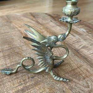 Brass Mid-Century Griffin Candle Holder